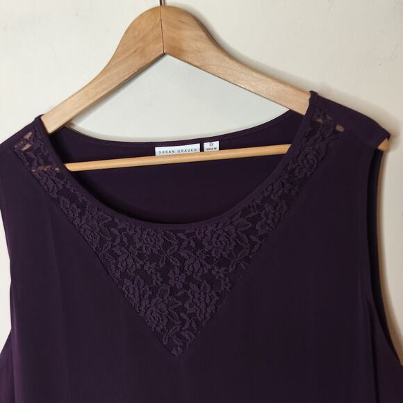 Susan Graver Liquid Knit Tank Purple Lace - Picture 4 of 8